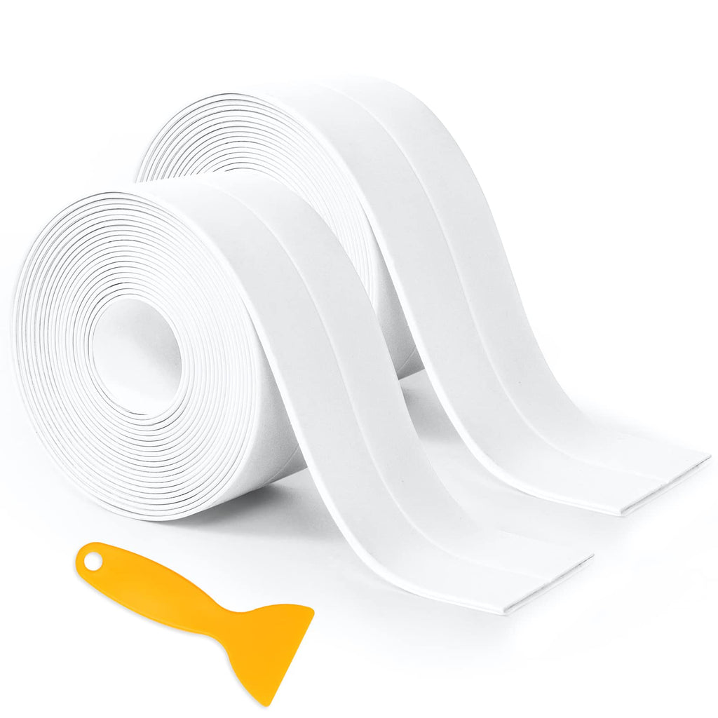 [Australia - AusPower] - 2 Packs Caulk Strip Caulk Tape, 10.5FT x 1.5IN Self Adhesive Caulk Strip Sealant Tape Waterproof Tape for Kitchen, Bathroom, Bathtub, Toilet, Wall Floor, with Sealing Tool 2Pack-White 