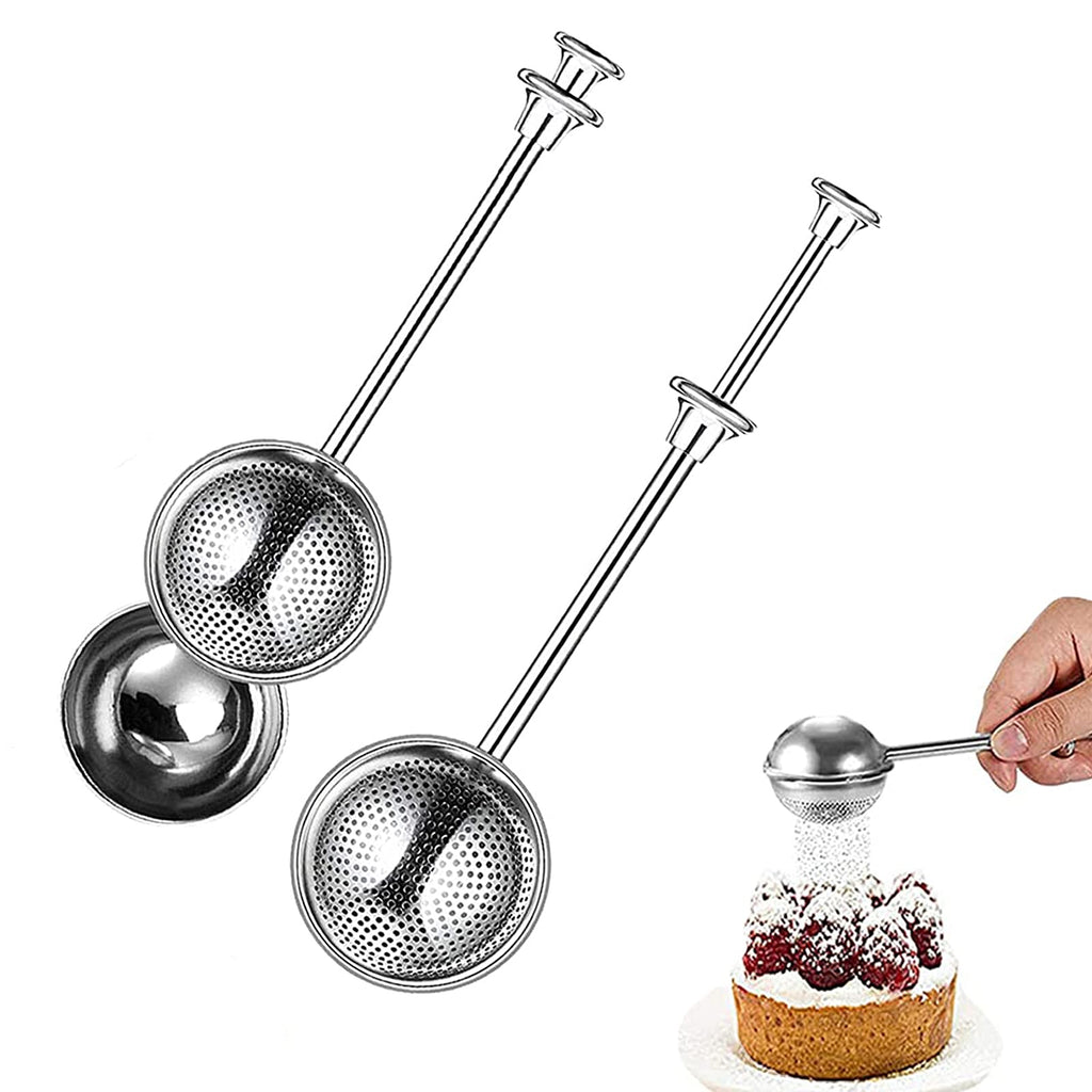 [Australia - AusPower] - 2Pack Dusting Wand For Sugar,Stainless Steel Dusting Wand For Sugar,Spring Operated Handle Dusting Wand For Sugar, Operation Shaker Duster For SugarFor Flour And Spices Sugar 