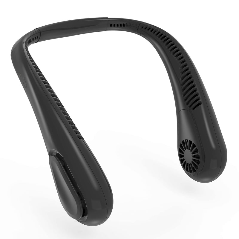 [Australia - AusPower] - Bladeless Neck Fan, 5000mAh Rechargeable Battery Powered, 3 Speeds, Angle Adjustable, Hand-free Neck Fan for Both Outdoor & Indoor Use, UL Certified, Black 