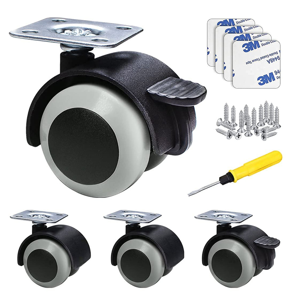 [Australia - AusPower] - 1.5 Inch Floor Protector Rubber Top Plate Casters Furniture Wheels Replacement with 360 Degree Rotation, No Noise and Heavy Duty, 132-lbs Load Capacity for Set of 4 (2 with Brake & 2 Without) 40mm(1.5") Plate Casters 