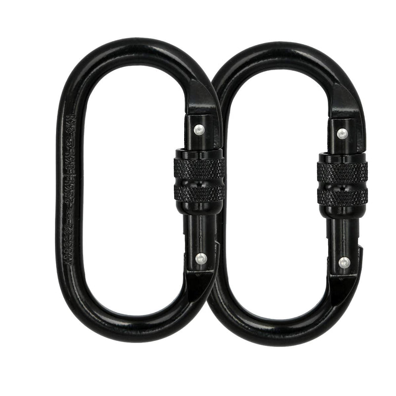 [Australia - AusPower] - Heavy Duty Locking Climbing Carabiner Clip (Blue) CE Rated 25 kN 5600 LB Rugged Terrain Approved Industrial Strength Twist Lock Carabiners Clips for Rigging, Ropes, Hammocks, Camping Black(2Pack) 