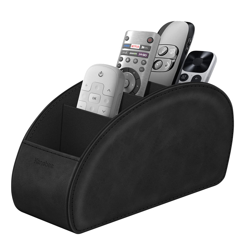 [Australia - AusPower] - Remote Control Holder with 5 Compartments, KENOBEE Anti-slip Desktop Caddy Storage Organizer for Remote Controllers, Office Supplies, Makeup Brush, Media Accessories, Black 