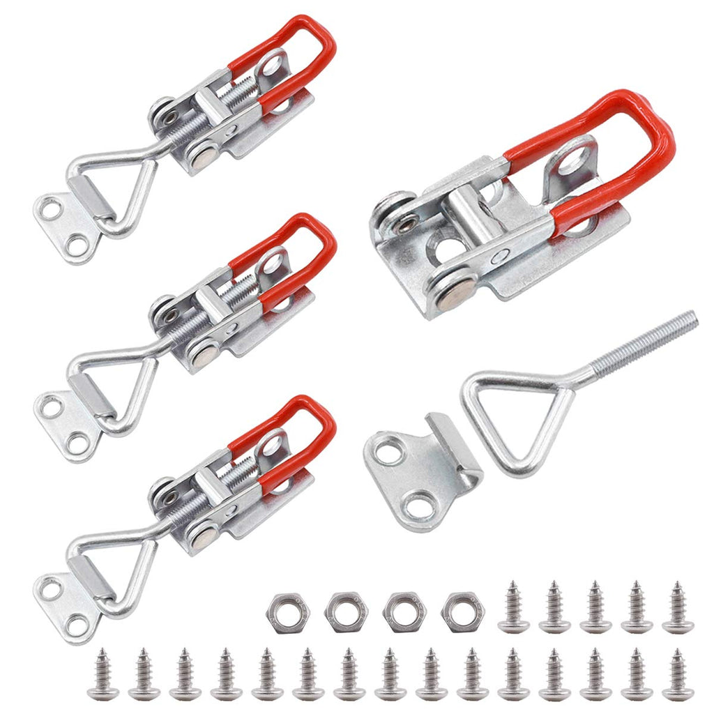 [Australia - AusPower] - smseace 4 Pack Adjustable Toggle Clamp(With Lock Hole), 100Kg 220Lbs Holding Capacity Dedicated Button Clamp 4001, Quick Release Pull Latch?With Stainless Steel Nuts And Screws SJ-4001-SK-4P 4001(With Lock Hole)-4PCS 