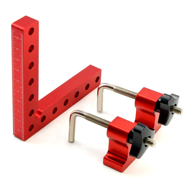 [Australia - AusPower] - QWORK 90 Degree Positioning Squares Right Angle Clamps Fixing Clamp, 5.5" x 5.5"(14 x 14cm), 1 Pack, Aluminum Alloy Woodworking Carpenter Tool for Box Cabinets Drawers Picture Flame 5.5"x5.5" 