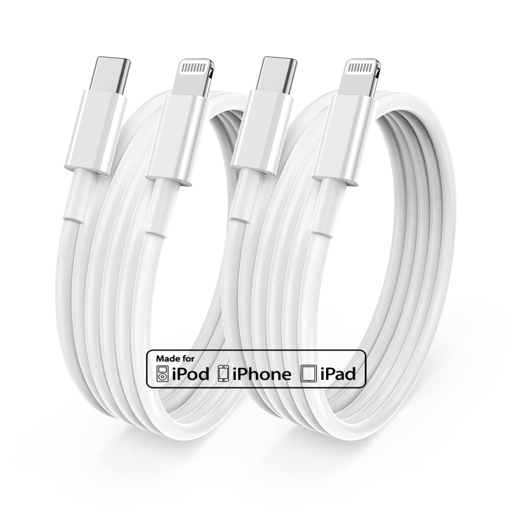 [Australia - AusPower] - Long iPhone 12 13 Fast Charger Cable 6ft, [Apple MFi Certified] USB C to Lightning Cable, Type C Port Support Quick Apple Charging Cord for iPhone 13 Pro/12 Pro Max/12mini/11 Pro/X/XS/XR/8 Plus/iPad White 6 Feet 