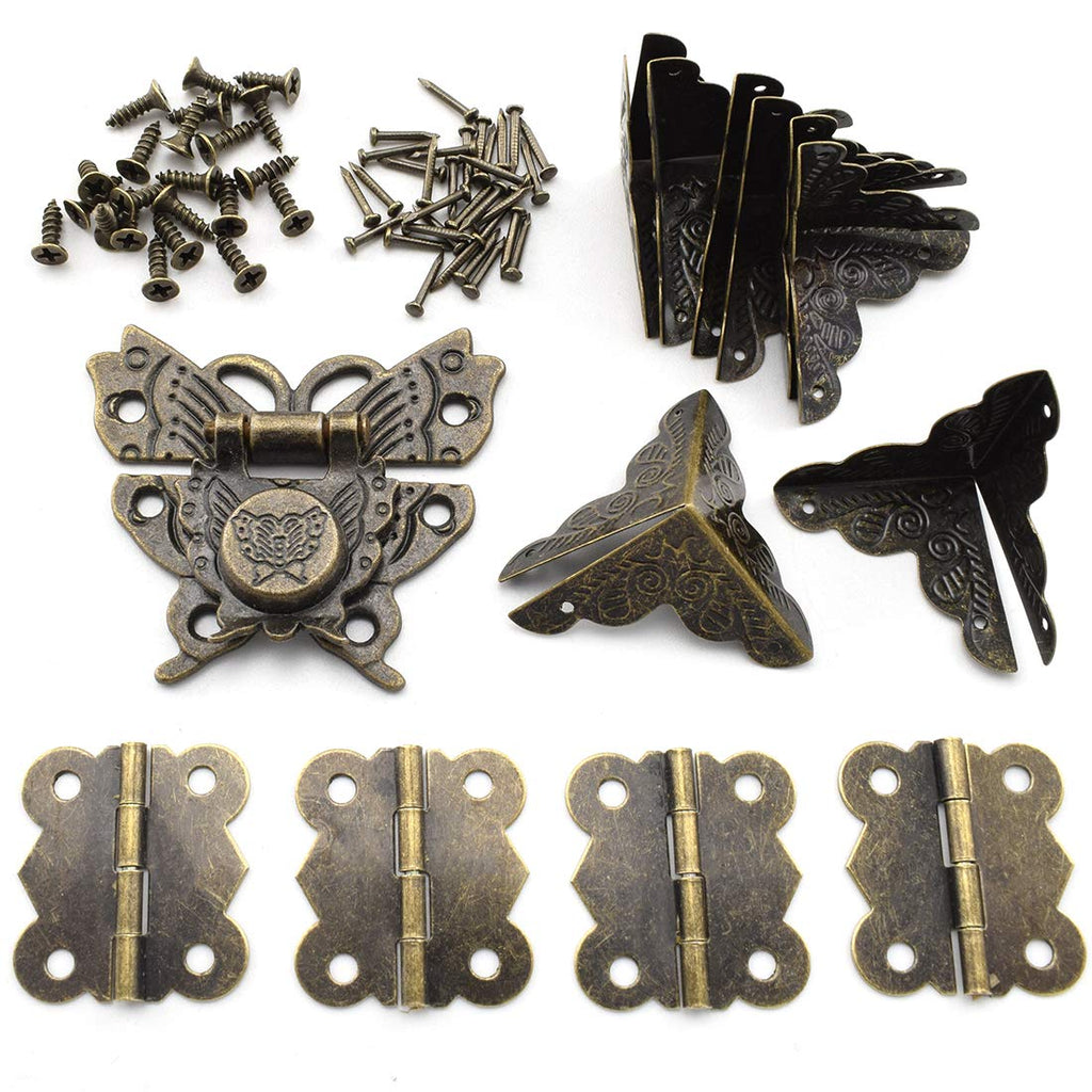 [Australia - AusPower] - SDTC Tech Antique Jewelry Box Latch Buckle Hinges and Corner Protectors Assortment Kit Retro Bronze Butterfly-Shape Hasp for Cabinet/Suitcase/Toolbox/Handicrafts 5243 butterfly 