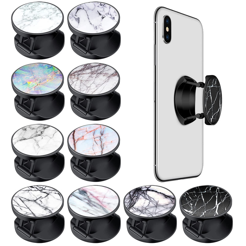 [Australia - AusPower] - Saillong 10 Pieces Collapsible Phone Grip Holders Marble Grip Stand Finger Phone Holder Adhesive Finger Stand for Most Smartphone and Tablets 