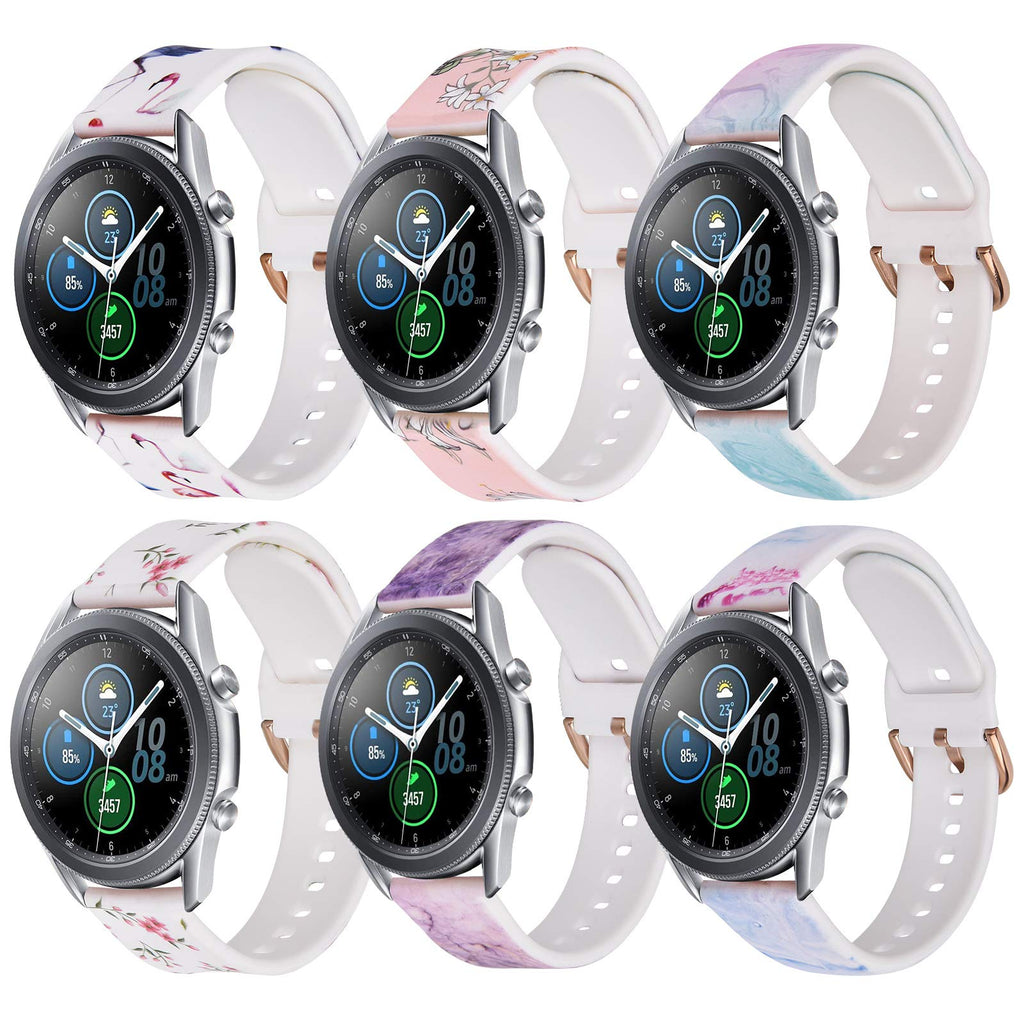[Australia - AusPower] - KOREDA Compatible with Samsung Galaxy Watch 3 41mm/Galaxy Active 2 40mm 44mm/Active 40mm Bands Sets, 20mm Soft Solid Pattern Printed Replacement Strap Band for Galaxy Watch 42mm/Gear Sport Smartwatch 6 Pack#1 