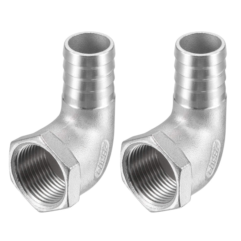[Australia - AusPower] - uxcell 304 Stainless Steel Hose Barb Fitting Elbow, 20mm Barbed x 3/4" NPT Female Pipe Connector Adapter for Water Fuel Air, Pack of 2 