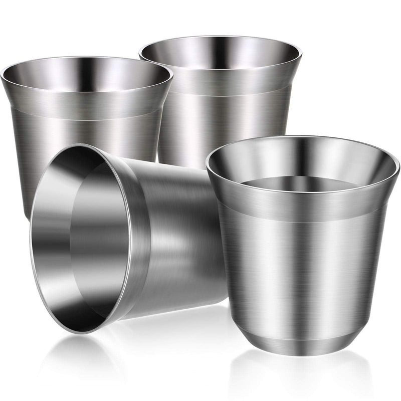 [Australia - AusPower] - 4 Pieces Stainless Steel Espresso Cups 2.7 oz 80 ml Double Wall Insulated Cups Heat Resistant Espresso Coffee Cups Unbreakable Stemless Tumbler Small Cup for Indoor or Outdoor Events Picnics Party 
