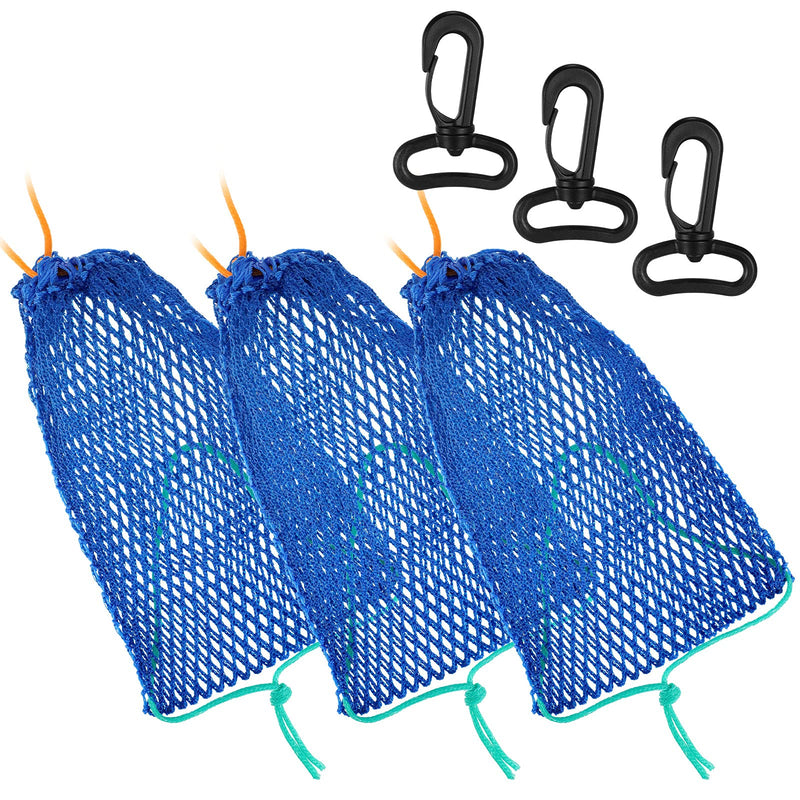 [Australia - AusPower] - 3 Pieces Crab Trap Bait Bags Outdoor Sports Style with 3 Pieces Rubber Locker for Fishing Crab Traps Catch 