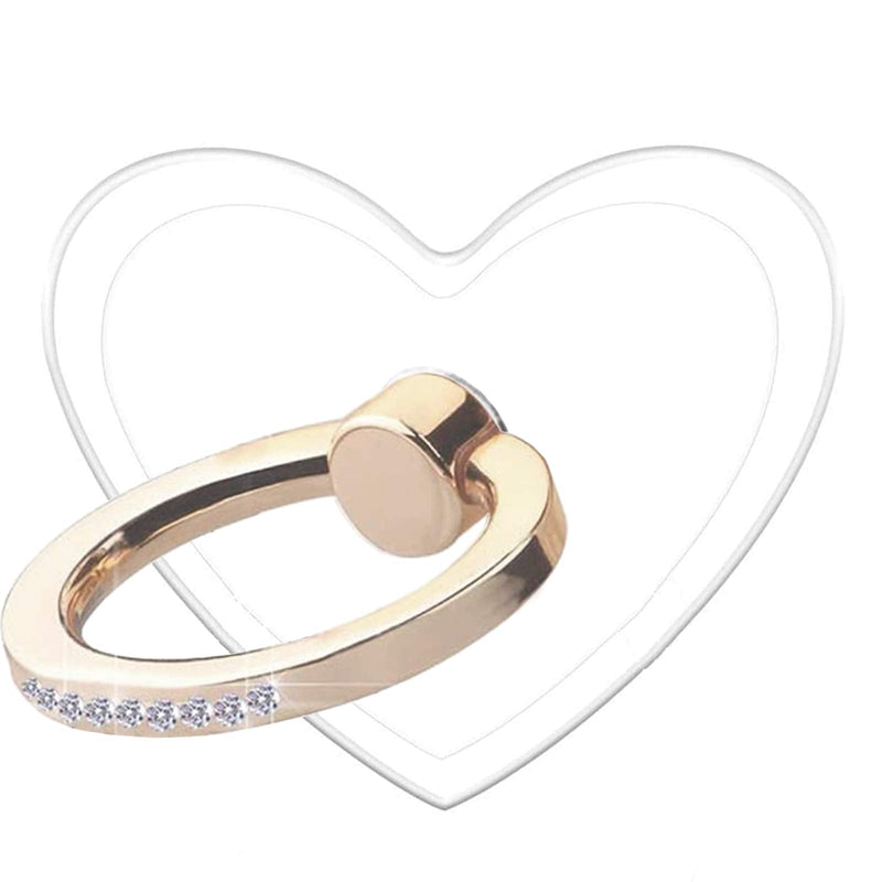 [Australia - AusPower] - TACOMEGE Transparent Clear Cell Phone Ring Grips Holder for Apple iPhone Samsung Galaxy, Finger Ring Stand for Smartphones Tablets Cases(Crystal-Heart-Gold) 