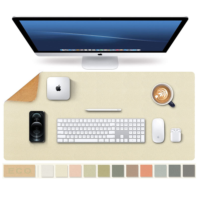 [Australia - AusPower] - Large Natural Cork & Leather Desk Pad,eco Desk mat,Double-Sided Desk Protector ,Waterproof Keyboard pad ,Desk Mouse Pad for Office/Home/Gaming(Apricot,23.6"x 11.8" ) Apricot 23.6"x 11.8" 