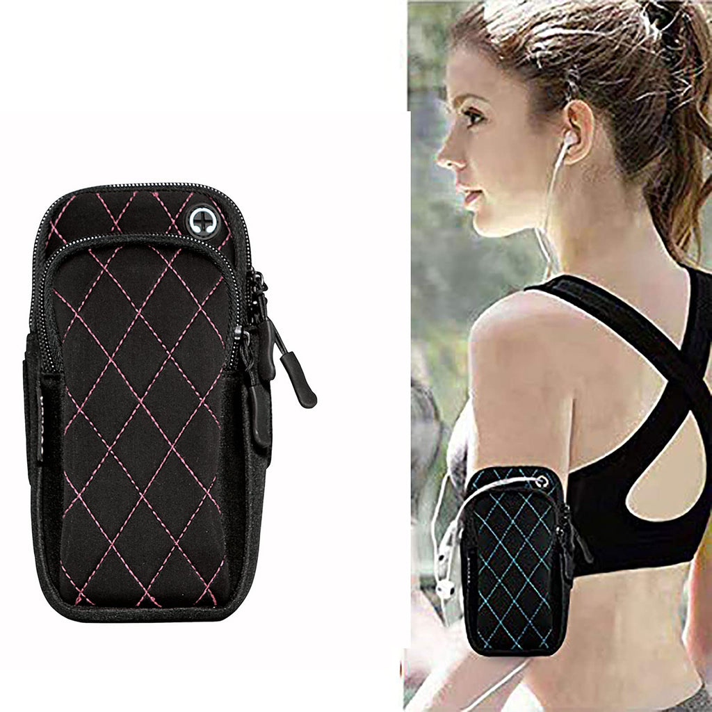 [Australia - AusPower] - Sports Arm Bag Universal Running Armband Gym Phone Holder for Running Exercise Arm Bands for Cell Phone Unisex Outdoor Armbands Case for iPhone Samsung Galaxy 6.5 inch Black&Pink 