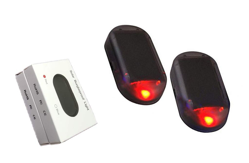 [Australia - AusPower] - Car Alarm Light Car Solar Power Simulated Dummy Alarm Warning Anti-Theft LED Flashing Security Light with New USB Port, Red x2 
