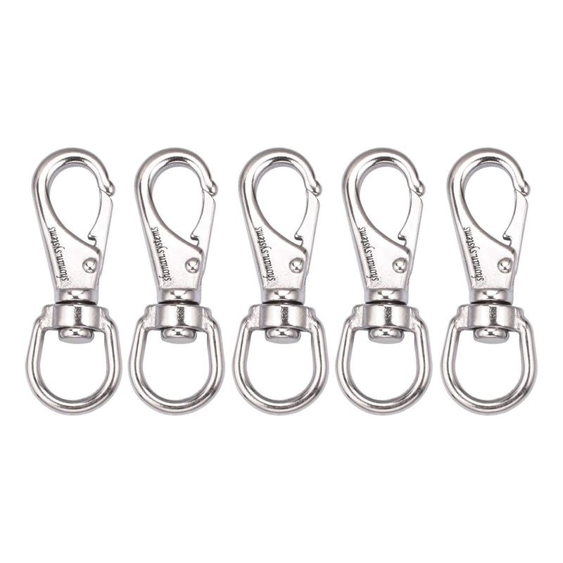 [Australia - AusPower] - SHONAN 2.5 Inch Swivel Snap Hooks, 5 Pack Small Stainless Steel Spring Clips, Flag Pole Clips, Scuba Diving Clips Spring Hooks for Dog leashes, Keychains, Bird Feeders, Pet Chains and More 