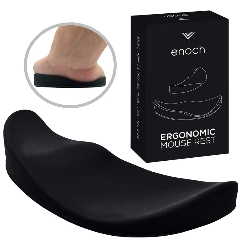 [Australia - AusPower] - Enoch Ergonomic Mouse Wrist Rest, Palm Wrist Support Pad for Office Work, Gaming, Coding, Relief Sliding Gliding Wrist Pad (Black) Black 