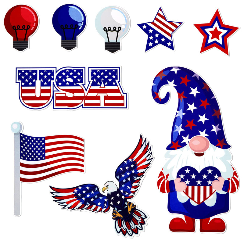 [Australia - AusPower] - 45 Pieces Independence Day Cutouts Patriotic Star Gnome Paper Cutouts American Flag Paper Cutout with 60 Pieces Glue Points for 4th of July Home Classroom Party Decoration 