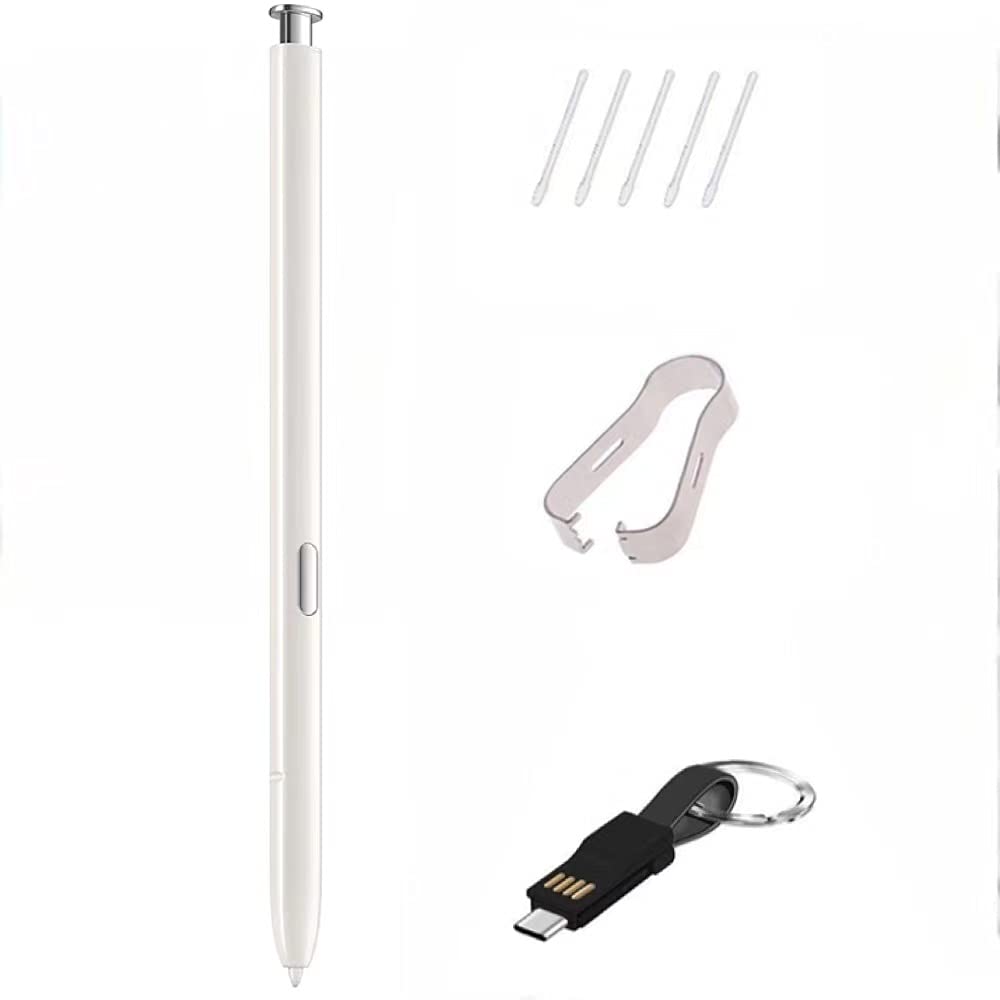 [Australia - AusPower] - Galaxy Note 10 Pen.Replacement Stylus Touch S Pen for Galaxy Note 10 Note10 Plus Note 10+ 5G Stylus Touch S Pen（ Without Bluetooth ）+Tips/Nibs+Nib Tweezers+C-Type USB Charging Wire(White) 