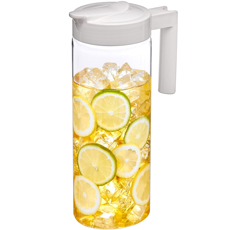 [Australia - AusPower] - Amazing Abby - Skinny - Tritan Pitcher (64 oz), Unbreakable Plastic Pitcher, BPA-Free, Heat-Resistant, Dishwasher-Safe, Great for Both Iced and Hot Drinks, Indoors and Outdoors, White 