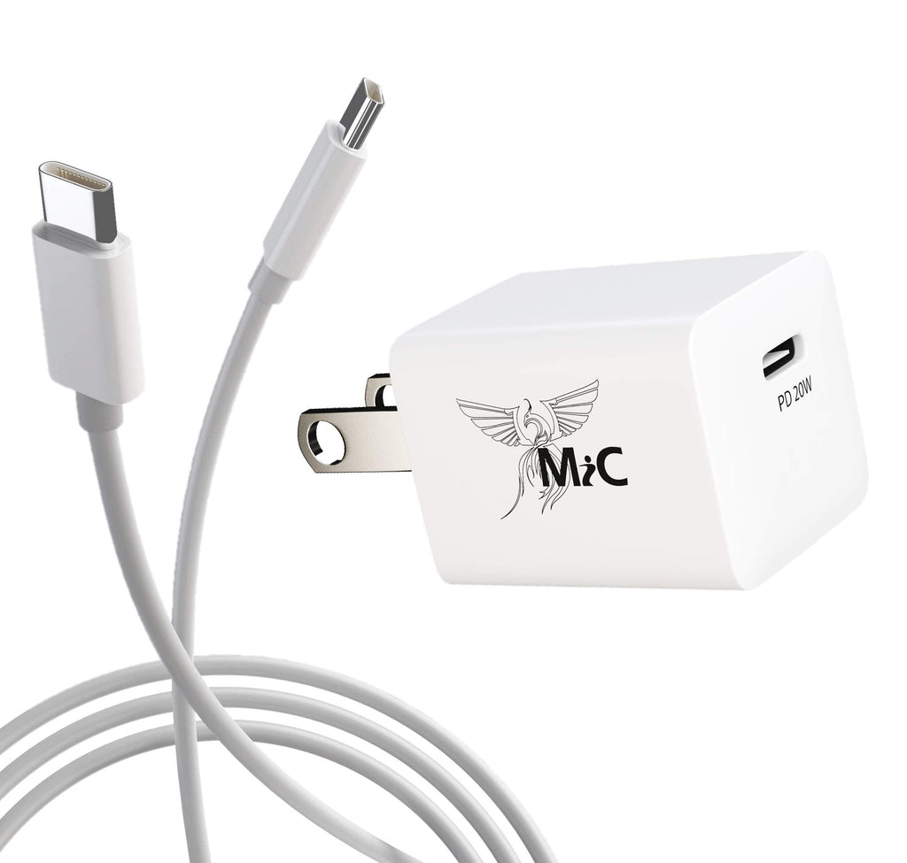 [Australia - AusPower] - 121MiC - 20W USB-C Wall Charger + 1m USB-C to USB-C Cable. Compact Power Adapter, PD 3.0, Fast Charge, Electrical Safety Tested, White. Compatible with Samsung S20/S20+/S10/S10+/S9/9+/S8/S8+ 