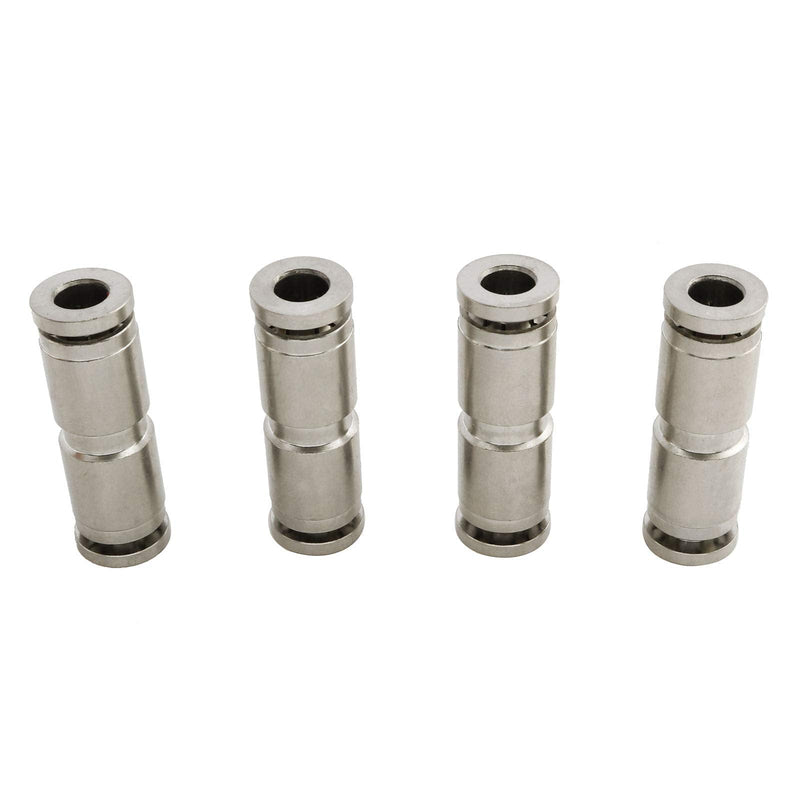 [Australia - AusPower] - heyous 4pcs Pneumatic 1/4 Inch OD 6mm Outer Diameter Nickel-Plated Brass Straight Union Connect Air Fittings Pneumatic Fittings Tube connectors PU-1/4 