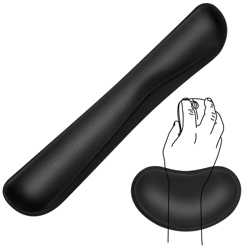 [Australia - AusPower] - JIKIOU Keyboard Wrist Rest, Wrist Support Pads for Keyboard and Mouse, Memory Foam Ergonomic Cushion for Carpal Tunnel, Mouse Rest Pad Pain Relief Easy Typing for Computer, Laptop, Office, Black 