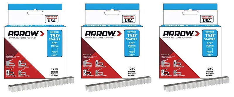 [Australia - AusPower] - Arrow T50 Heavy Duty Staple, 3/8 Inches, 1250 Staples, Pack of 3 