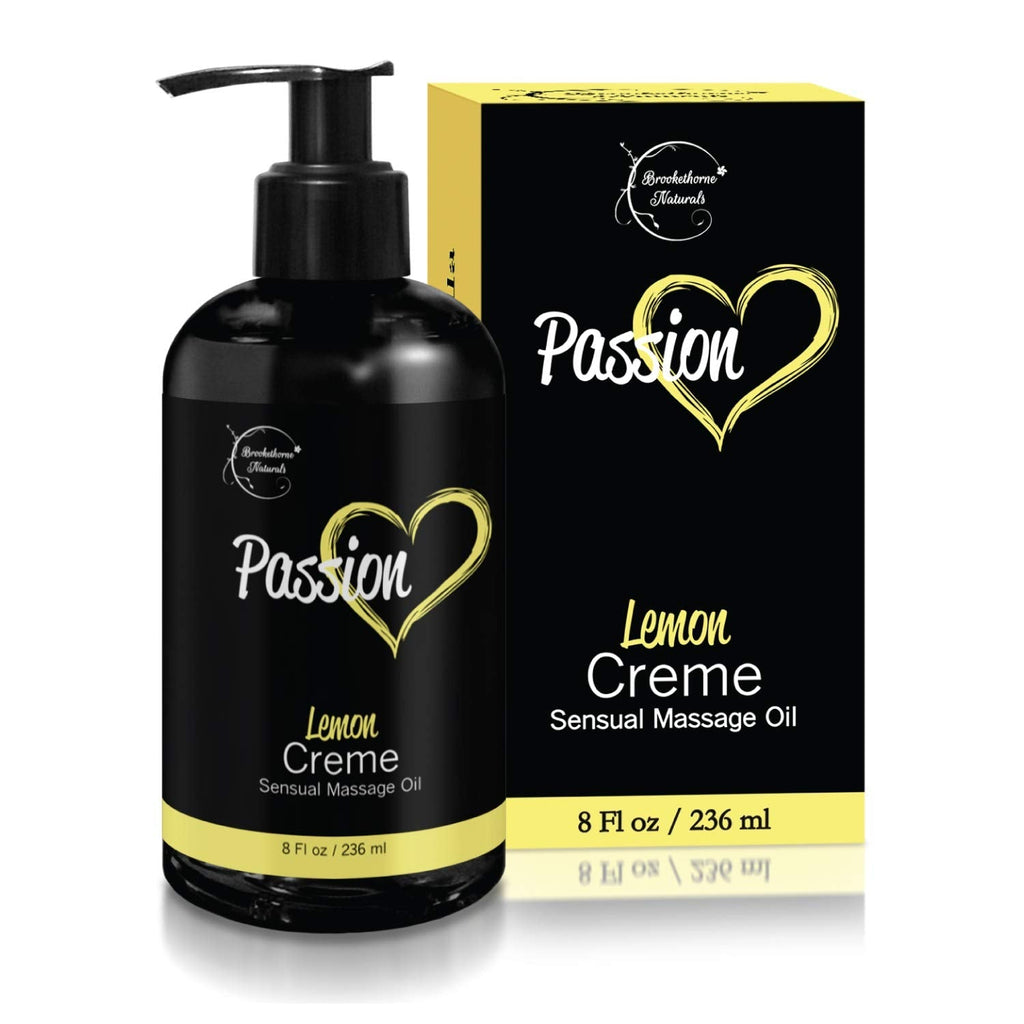 [Australia - AusPower] - Passion Sensual Massage Oil for Couples – All Natural, Lemon Crème Scent with Almond Oil & Jojoba Oil. Natural Body Oil for Dry Skin. Massaging Oil for Romance & Relaxation – 8oz 