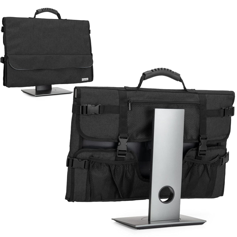 [Australia - AusPower] - CURMIO Computer Monitor Carrying Case for 24 Inch Monitor, Computer Screen Dust Cover with Rubber Handle and Pockets, Black (Patented Design) 