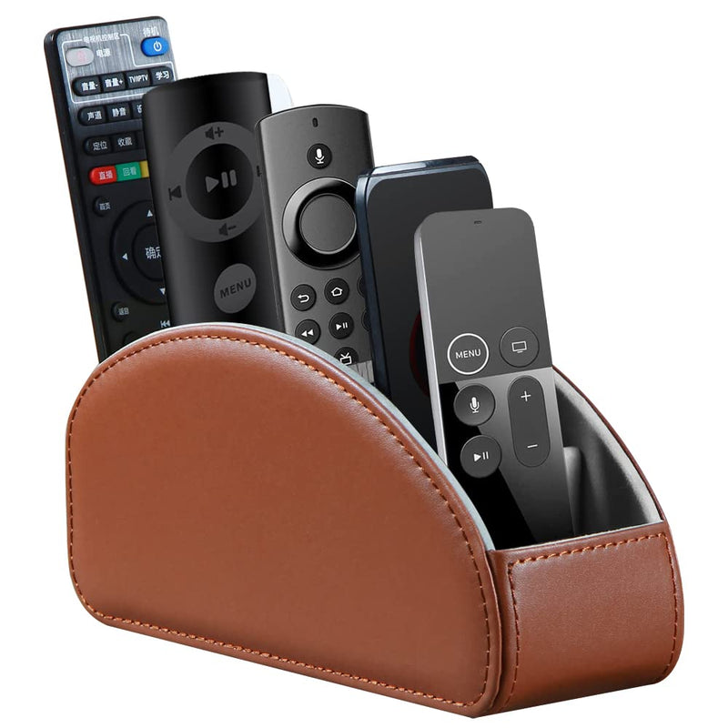 [Australia - AusPower] - Remote Control Holder for Remote Control, 5 Compartments Nightstand TV Remote Caddy Organizer for DVD, Media, Blu-Ray, Heater Controllers, Mobile Phone, Glasses and Office Supplies Storage Box Brown Small 