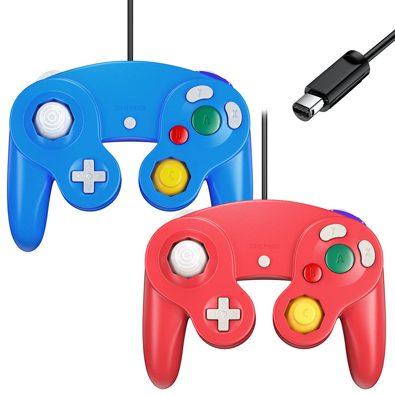 [Australia - AusPower] - Gamecube Controller, Classic Controller Gamepad Compatible with Nintendo Wii, Upgraded - 2 Pack (Blue|Red) Blue|Red 
