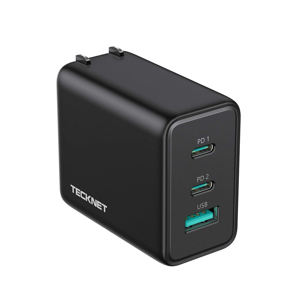 [Australia - AusPower] - USB C Charger TECKNET 65W PD 3.0 GaN Charger Type C Foldable Adapter with 3-Port Fast Wall Charger Compatible for iPhone 13 Pro Max/13 Pro/13/13 Mini, MacBook Pro, iPad Pro, Switch, Galaxy S21/S20 Black 