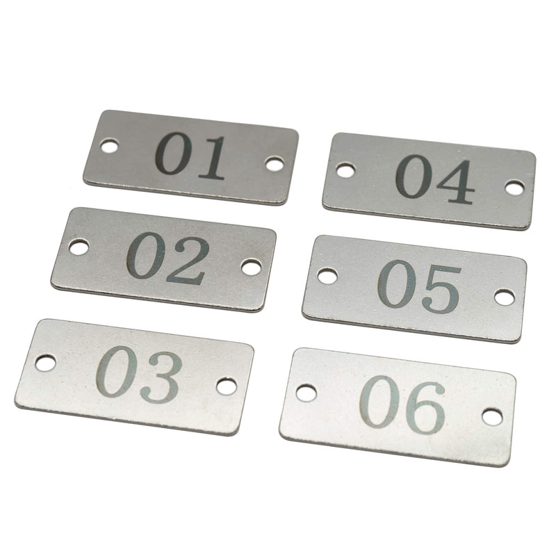 [Australia - AusPower] - StayMax Stainless Steel Rectangle Numbered Tags with Two Holes (1-25) 1-25 