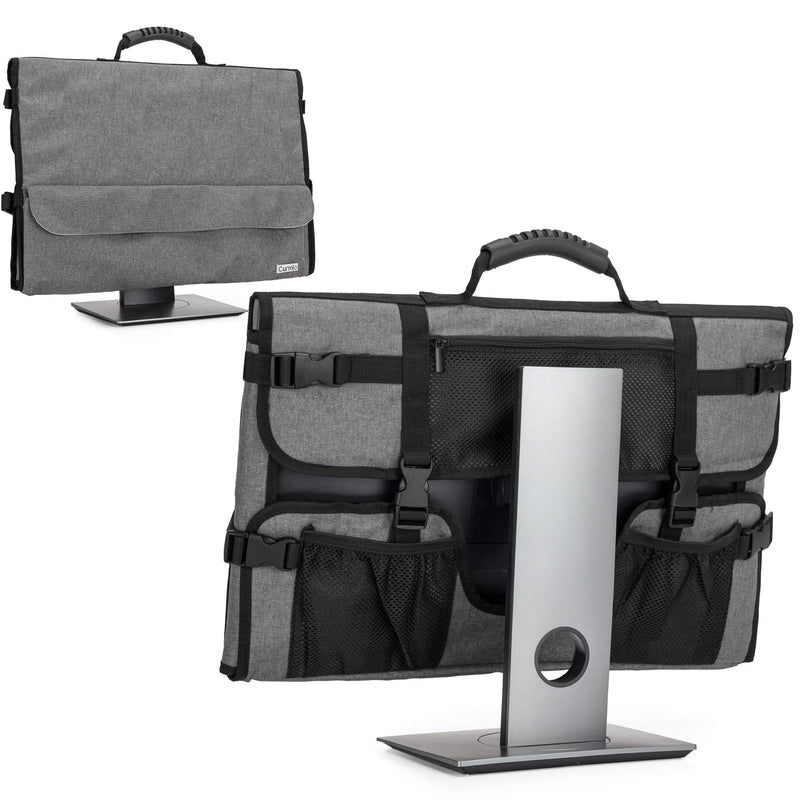 [Australia - AusPower] - CURMIO Computer Monitor Carrying Case for 24 Inch Monitor, Computer Screen Dust Cover with Rubber Handle and Pockets, Gray (Patented Design) 