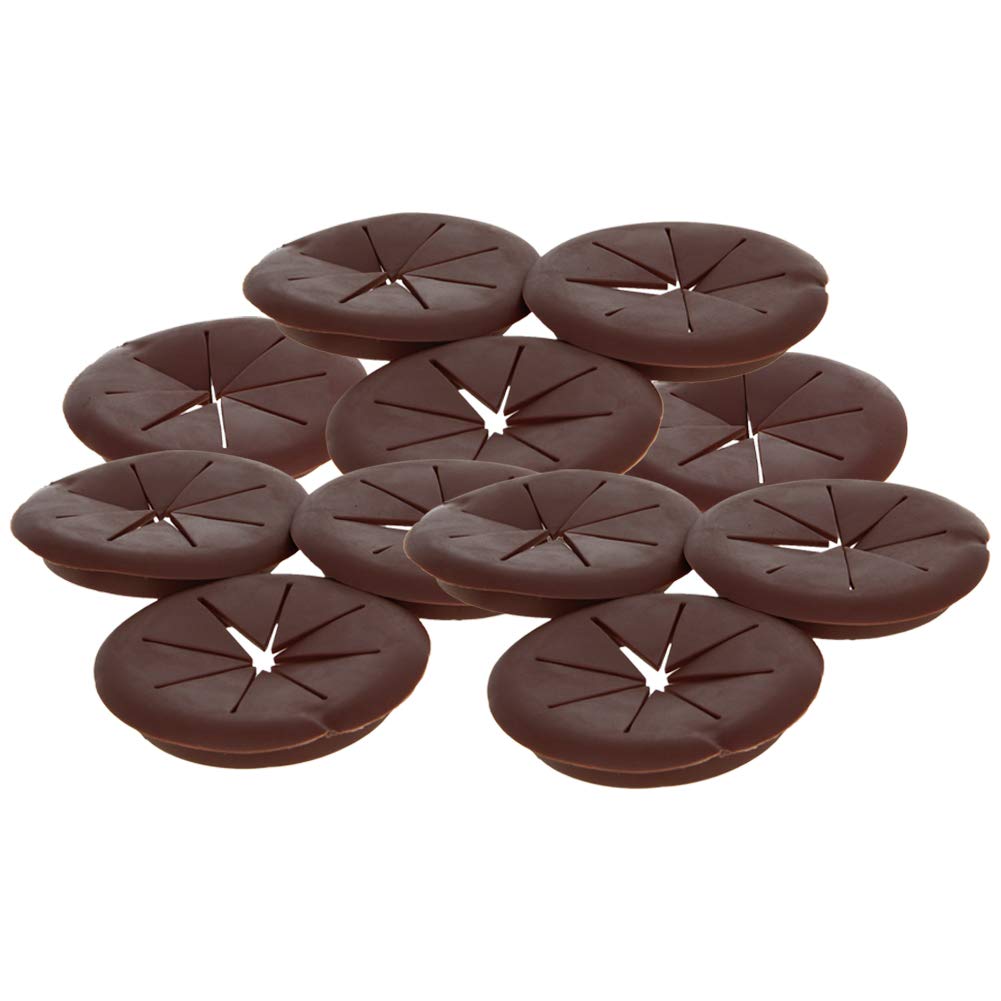 [Australia - AusPower] - Yinpecly 10pcs Flexible Soft Plastic Cable Cord Desk Grommet for Wire Organizer Fits 2"/50mm Hole Coffee Brown Table Hole Cover for Cable Management Wire Organizer Cable Pass Through 