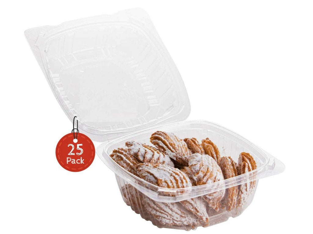 [Australia - AusPower] - Smygoods Dessert Containers, Disposable Plastic Clamshell Food Containers, Clear Hinged Food Container, 6 x 6 x 3 [25 Pack] 