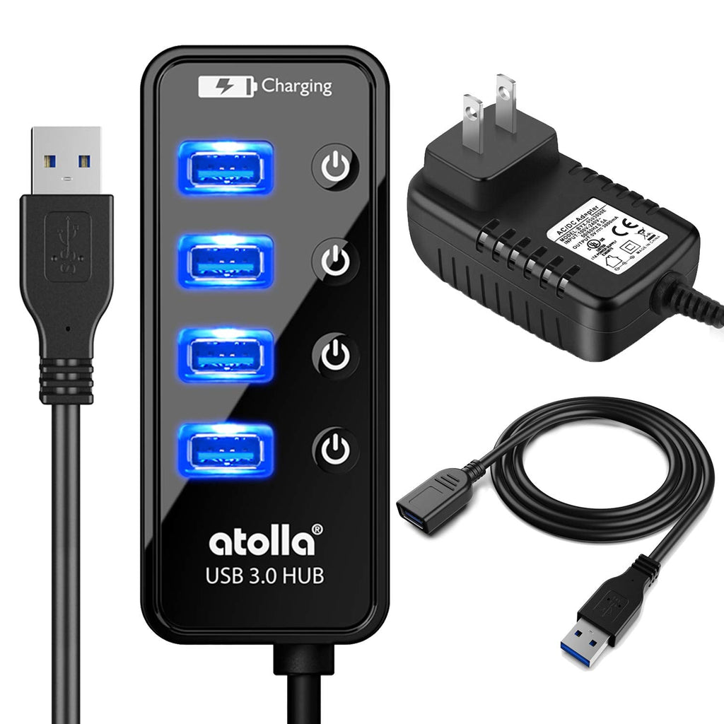 [Australia - AusPower] - atolla Powered USB 3.0 Hub, USB 3.0 Hub with Power Supply Adapter 15W (5V/3A) and 3.3ft Meter USB 3 Extension Cable 