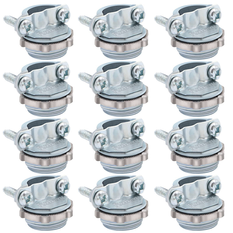 [Australia - AusPower] - Fuzbaxy 12pcs 1/2Inch Clamp Type Cable Connectors for Metallic Conduit Protect Cables Silver-Zinc 1/2 Inch-12pcs 