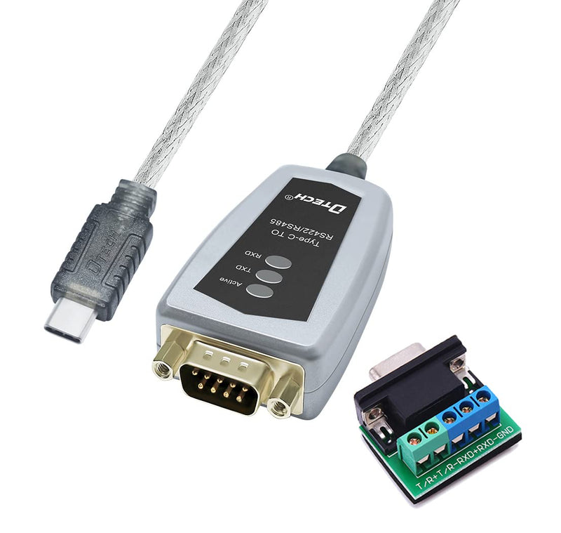 [Australia - AusPower] - DTECH FTDI USB to RS485 Cable RS422 USB C to Serial Adapter with Breakout Board LED Indicators RS-485 RS-422 Cable Converter Supports Windows 11 10 8 7 XP Mac (3 Feet) 