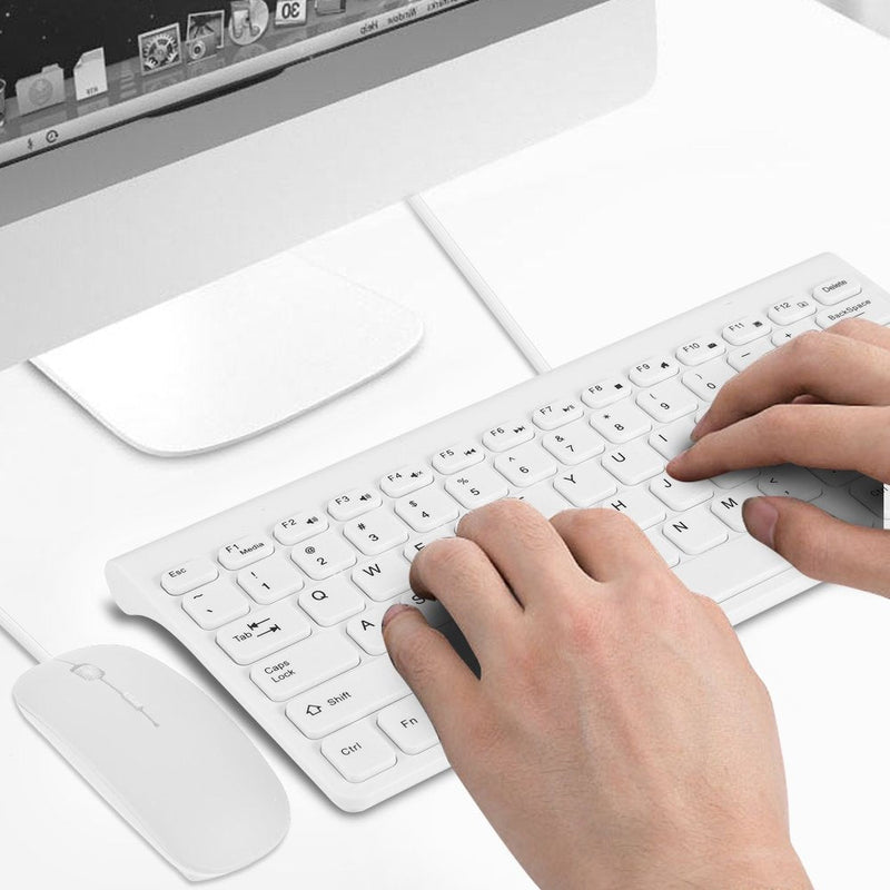 [Australia - AusPower] - Limouyin Wired Keyboard and Mouse, Ultra-Thin USB Keyboard Optical Mouse Mice Set ComboFull Size Wire Corded Keyboard Mouse Combo Set with Number Pad for Laptop,PC,Desktop White 