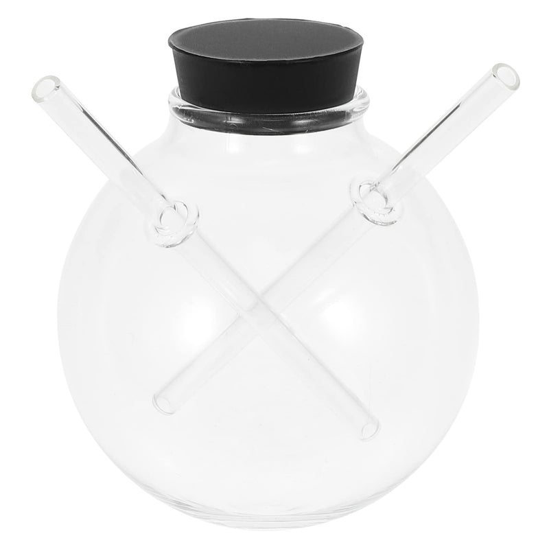 [Australia - AusPower] - Cabilock Sphere Shaped Cocktail Glass Reusable Drinking Straw Cup Wine Juice Glasses Coffee Tumblers for Bar Home Party Outdoor Use (285ml Small Size Double Straw) 