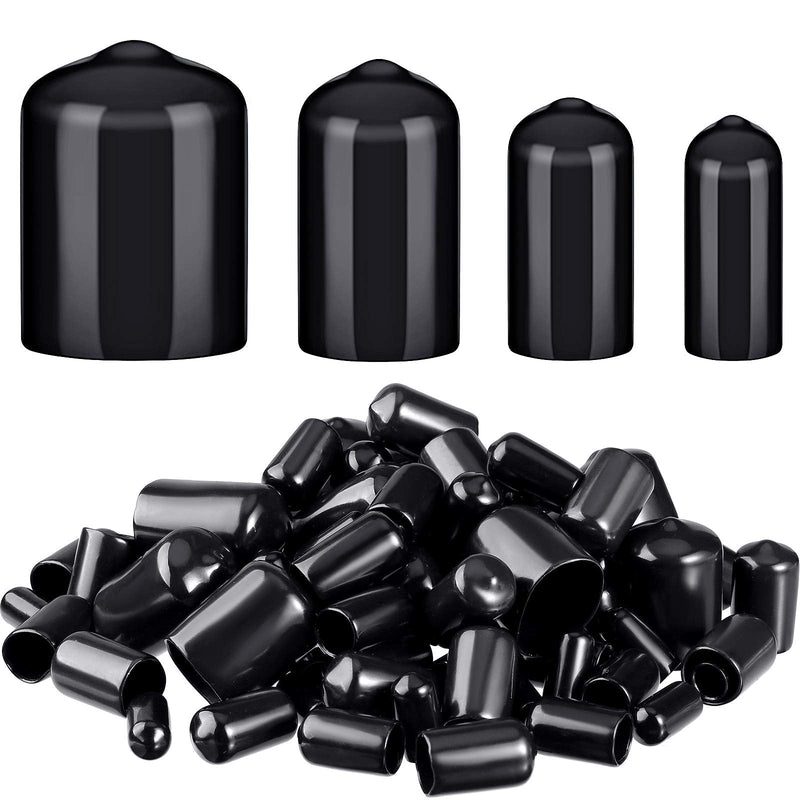 [Australia - AusPower] - 80 Pieces Rubber End Caps Flexible Bolt Covers Screw Caps Thread Protectors in 4 Sizes 1/4 to 3/4 Inch (Black) Black 