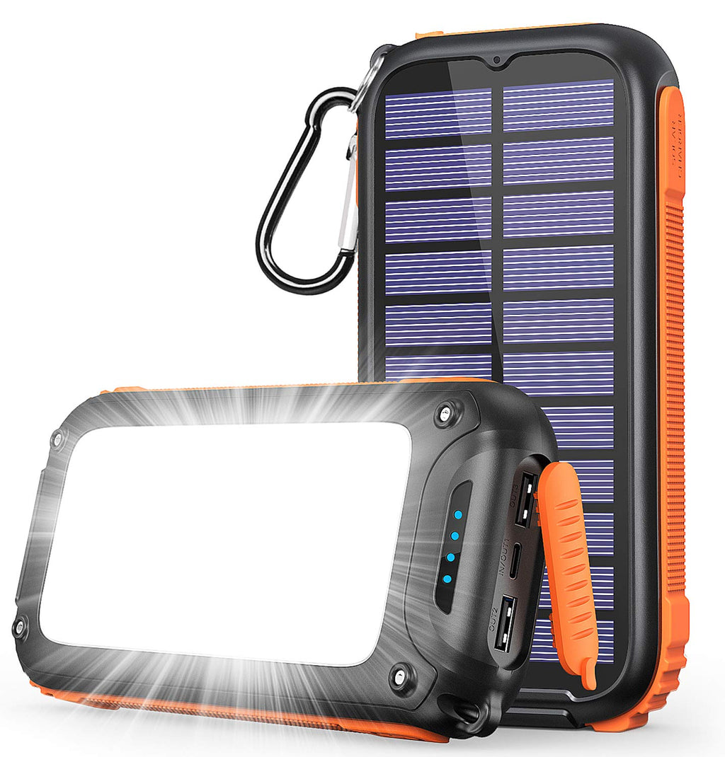 [Australia - AusPower] - Solar Charger 26800mAh Power Bank - IXNINE Portable Solar Phone Charger USB C Fast Charging Solar External Battery Pack with 3 Outputs for iPhone Cell Phone Android Outdoor Camping Orange 