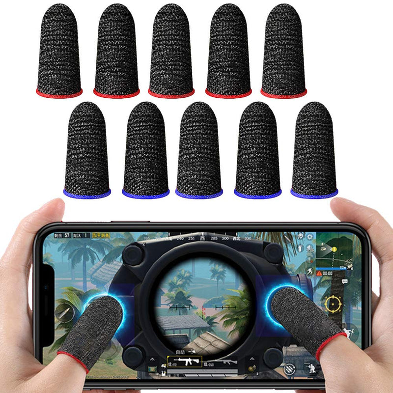 [Australia - AusPower] - Finger Sleeves for Gaming, Anti-Sweat Gaming Finger Sleeve for Mobile Gaming Controller Accessories, Soft Breathable Thumb Sleeves Mobile Gaming Sleeve (10 Pcs) 