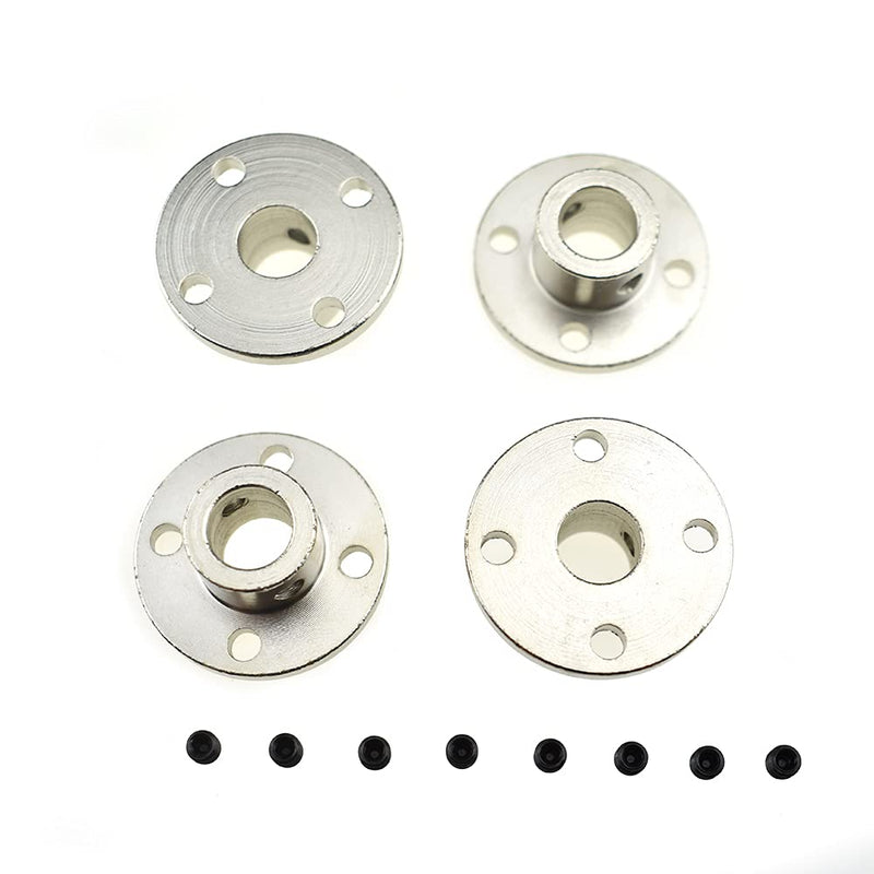 [Australia - AusPower] - Hahiyo 10mm Inner Diameter Flange Coupling Connector with Set Screws Lock Sturdy Solid Cut Clean Rigid Guide Coupler Quality Carbon Steel Bright Finish 4 Sets for Stepper Motor Shaft Robotics 10mm-4Sets 
