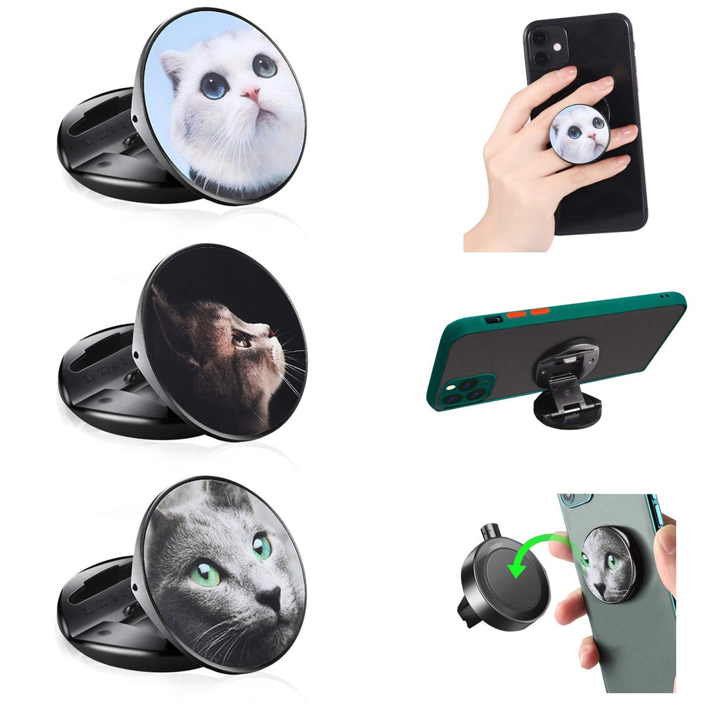 [Australia - AusPower] - Phone Grip MR. YLLS Expanding Collapsible Socket Finger Holder Compatible with Magnetic Car Mount for Cell Phone and Tablets 3 Pack Cat 