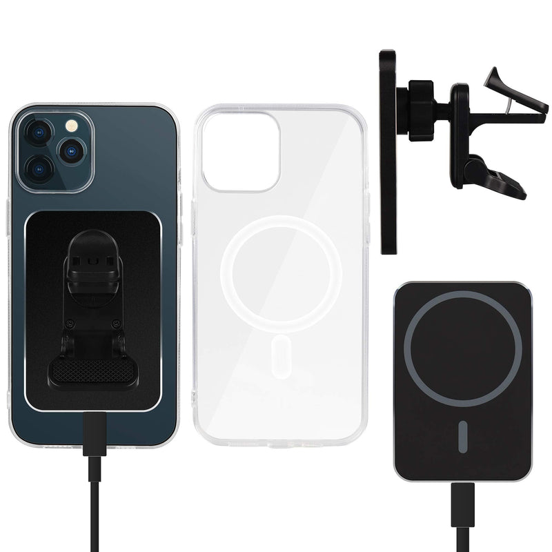 [Australia - AusPower] - zhihe Magnetic Wireless Car Charger Mount Compatible for iPhone 11 and 12 Series with Case,Phone Car Holder with Vent Clip, Cell Phone Holder for Car Black，White (Black, iPhone 12 pro max) 