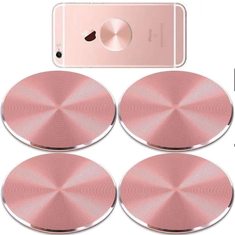 [Australia - AusPower] - SALEX Cute Pink Replacement Metal Plates Set [4 Pack] for Magnetic Car Phone Holders, Wall & Air Vent Mounts, Cases, Magnets. Kit of 4 Rose Gold Round Discs Without Holes. 3M Adhesive Backing, Films. 4 Pack 