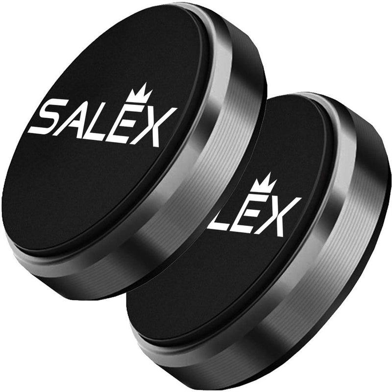 [Australia - AusPower] - SALEX Black Magnetic Mounts Set. Pack of 2 Flat Cell Phone Holders for Car Dashboard, Wall, Windshield, Mirror, Table. Stick-On Universal Kit Compatible with GPS, Tablets and Smartphones up to 9.7". 2 Pack 